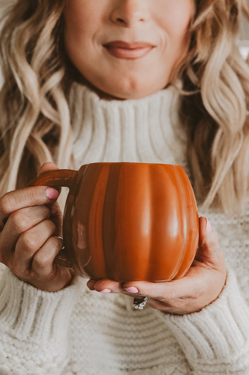 Pumpkin Coffee Mug with Caramel Apple Cinnamon Mug Muffin Mix Gift Set