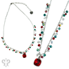 Christmas Beads and Chain Link Pendant Necklace