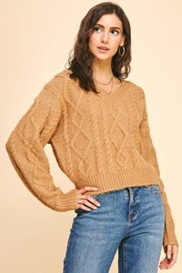 Textured Cable Knit Sweater