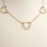 Gold Wire-Inspired Hearts Necklace