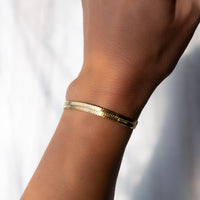 Gold Chain Bracelet-Wide Herringbone, Gilded Collection