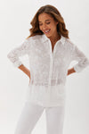 Streep Patchwork Embroidery Shirt