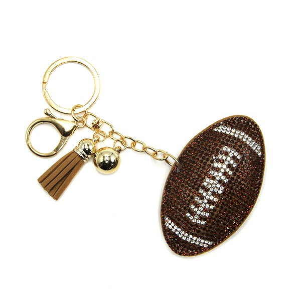 Rhinestone Football Keychain