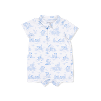 Puppy Toile Blue - Polo Shortie