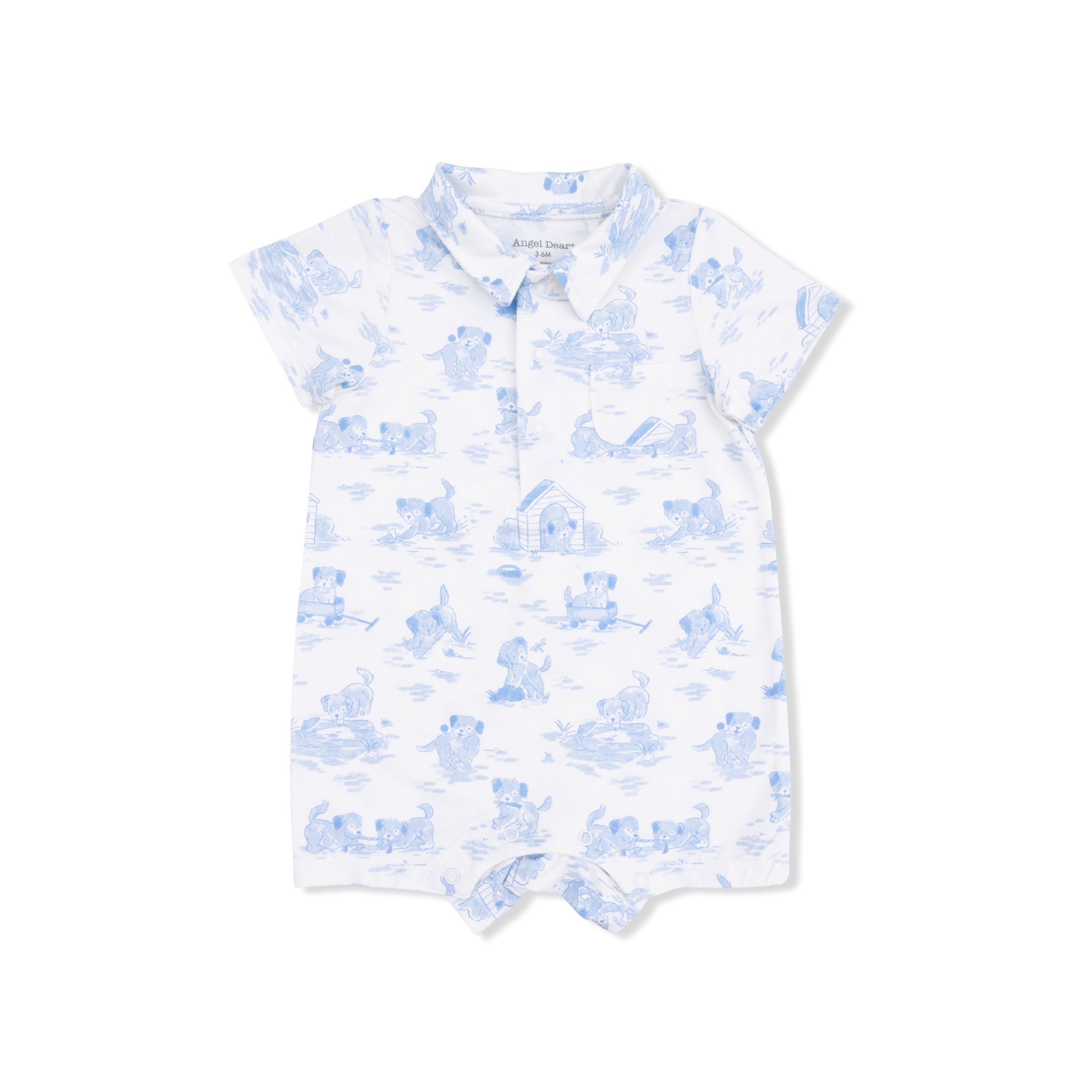 Puppy Toile Blue - Polo Shortie