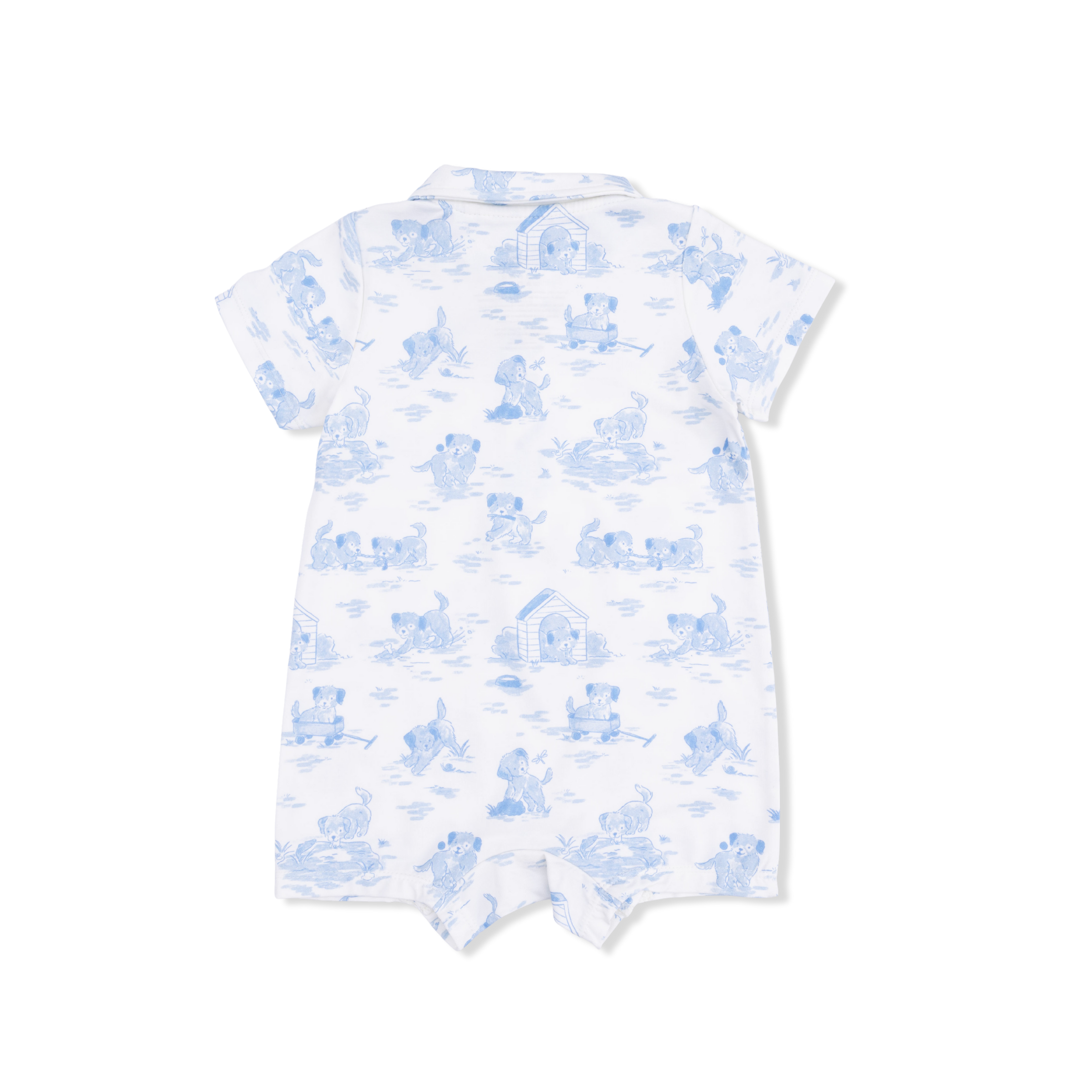 Puppy Toile Blue - Polo Shortie
