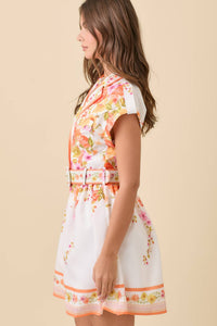 Melanie Floral Lapel Collar Button Down Summer Mini Dress