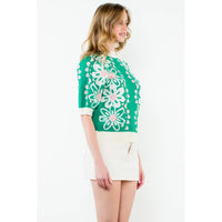 Brynn - Flower Knit Sweater Top
