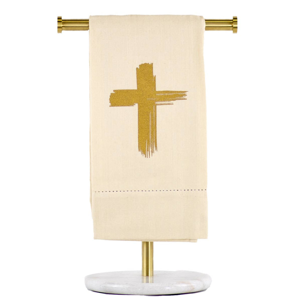 Calvary Cross Hemstitch Hand Towel    Oat/Gold   20x28