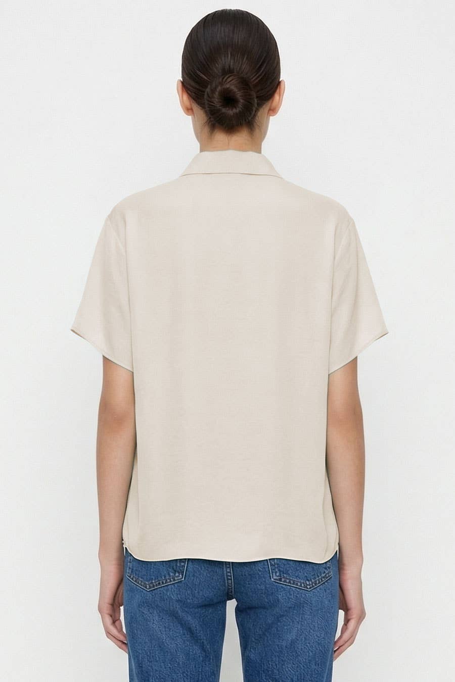 Minimalist Drop Shoulder Button Up Blouse