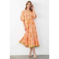Hyacinth- Puff Sleeve Tierred Maxi Dress