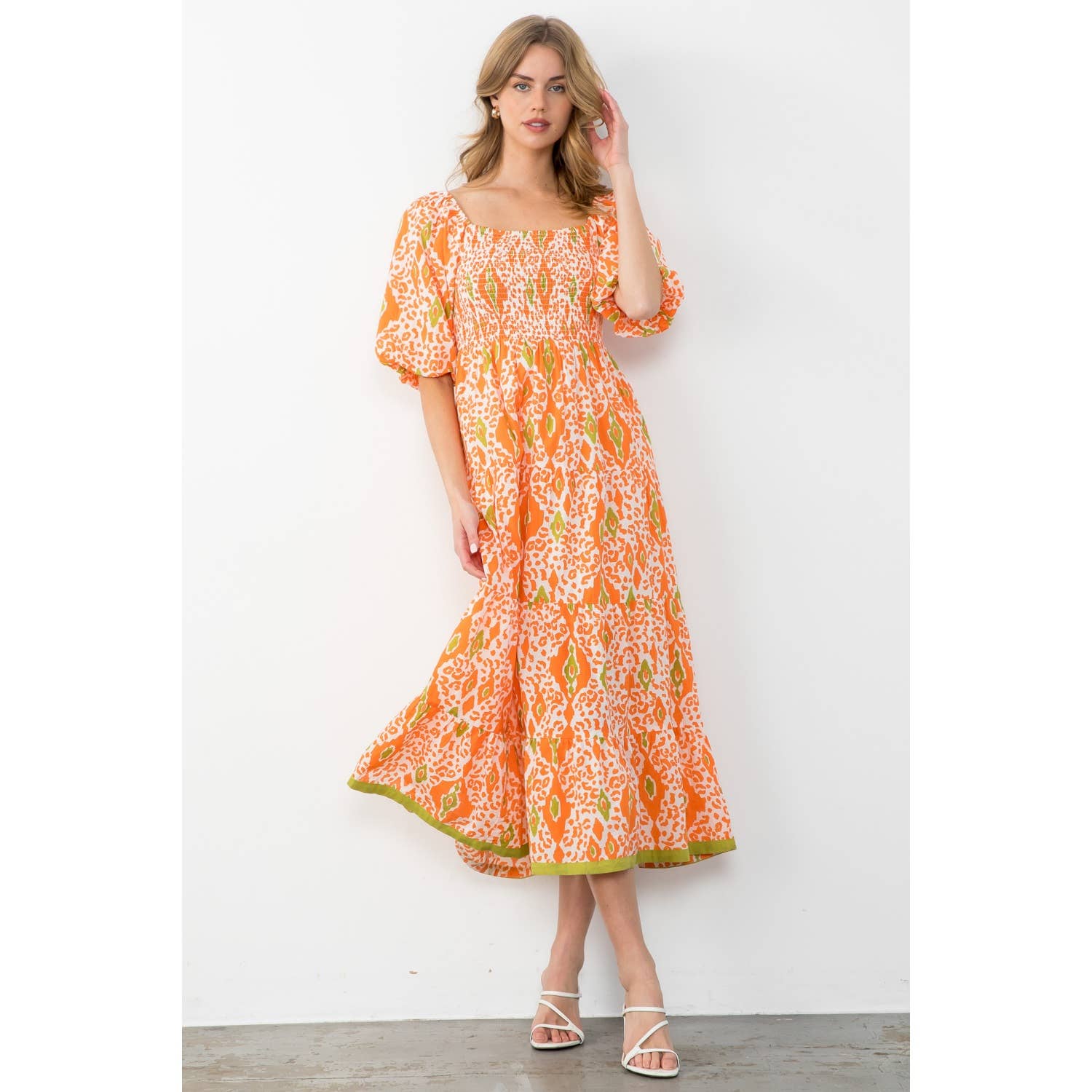 Hyacinth- Puff Sleeve Tierred Maxi Dress