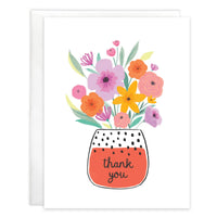 Thank You Greeting Card - Dotty Flower Vase