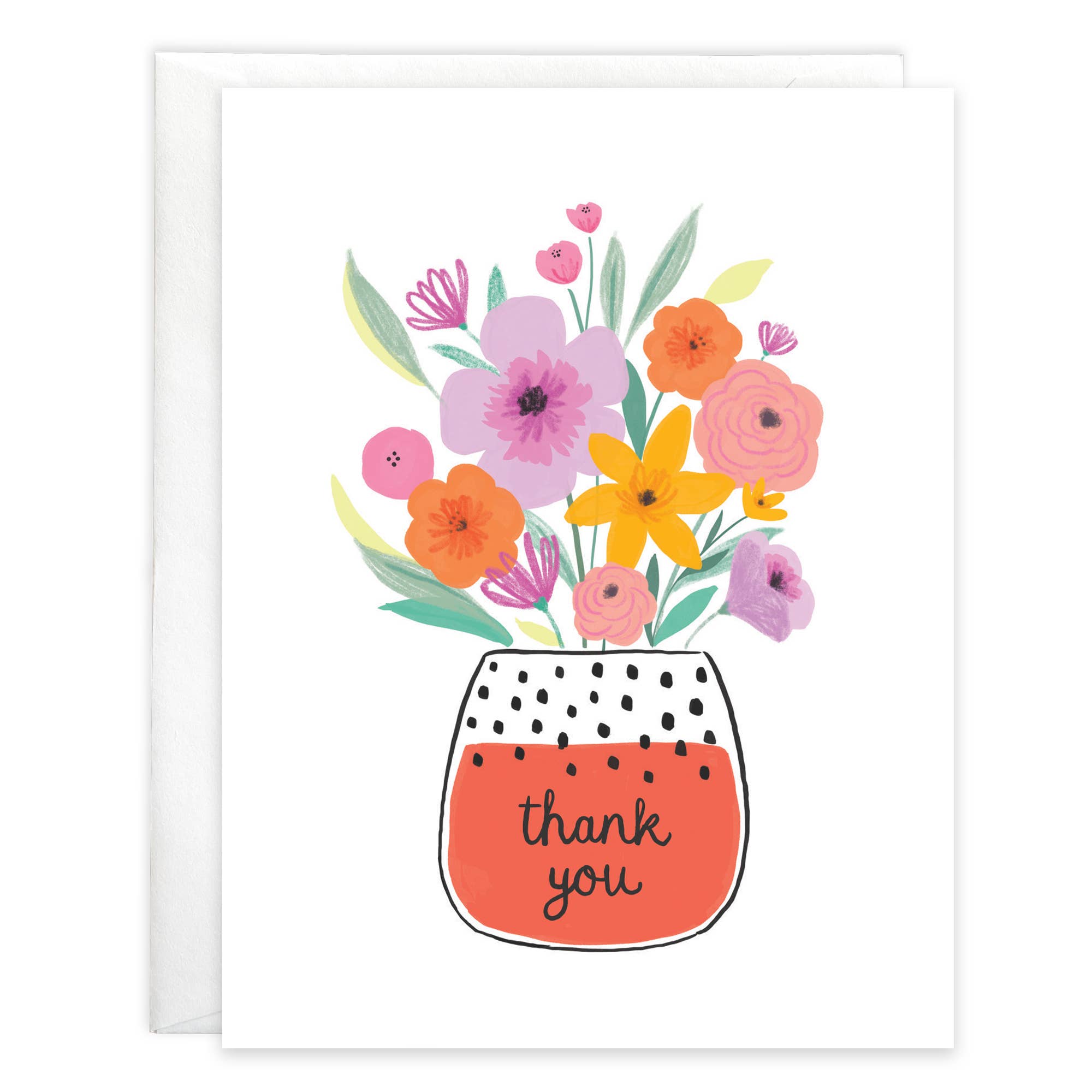 Thank You Greeting Card - Dotty Flower Vase