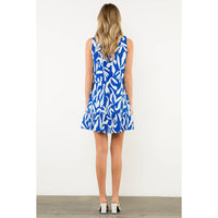 Kendall-Contrast Collar Sleeveless Print Dress