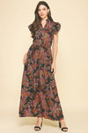 Jana - Leaf Print Tiered Maxi Dress