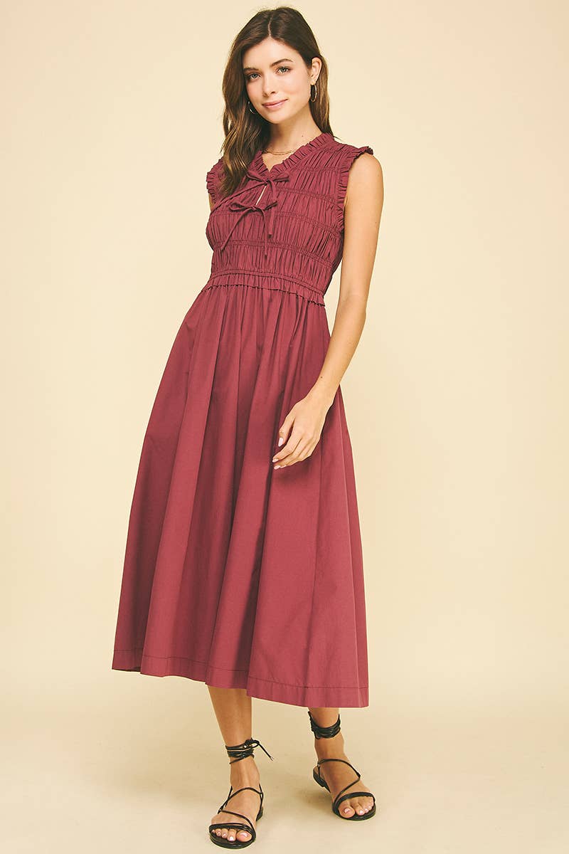Georgina Front Tie Smocking Dress