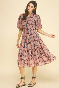 NINA - FLORAL BUTTON DOWN TIERED MIDI DRESS