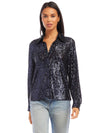 Navy Sequin Holiday Blouse