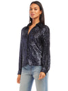 Navy Sequin Holiday Blouse