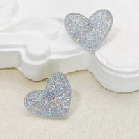 Resin Glitter Heart Earrings