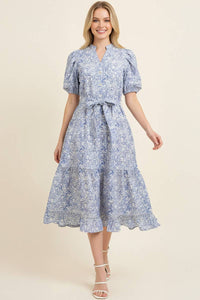 Gemma - FLORAL PRINT TIERED MIDI DRESS WITH PUFF SLEEVES