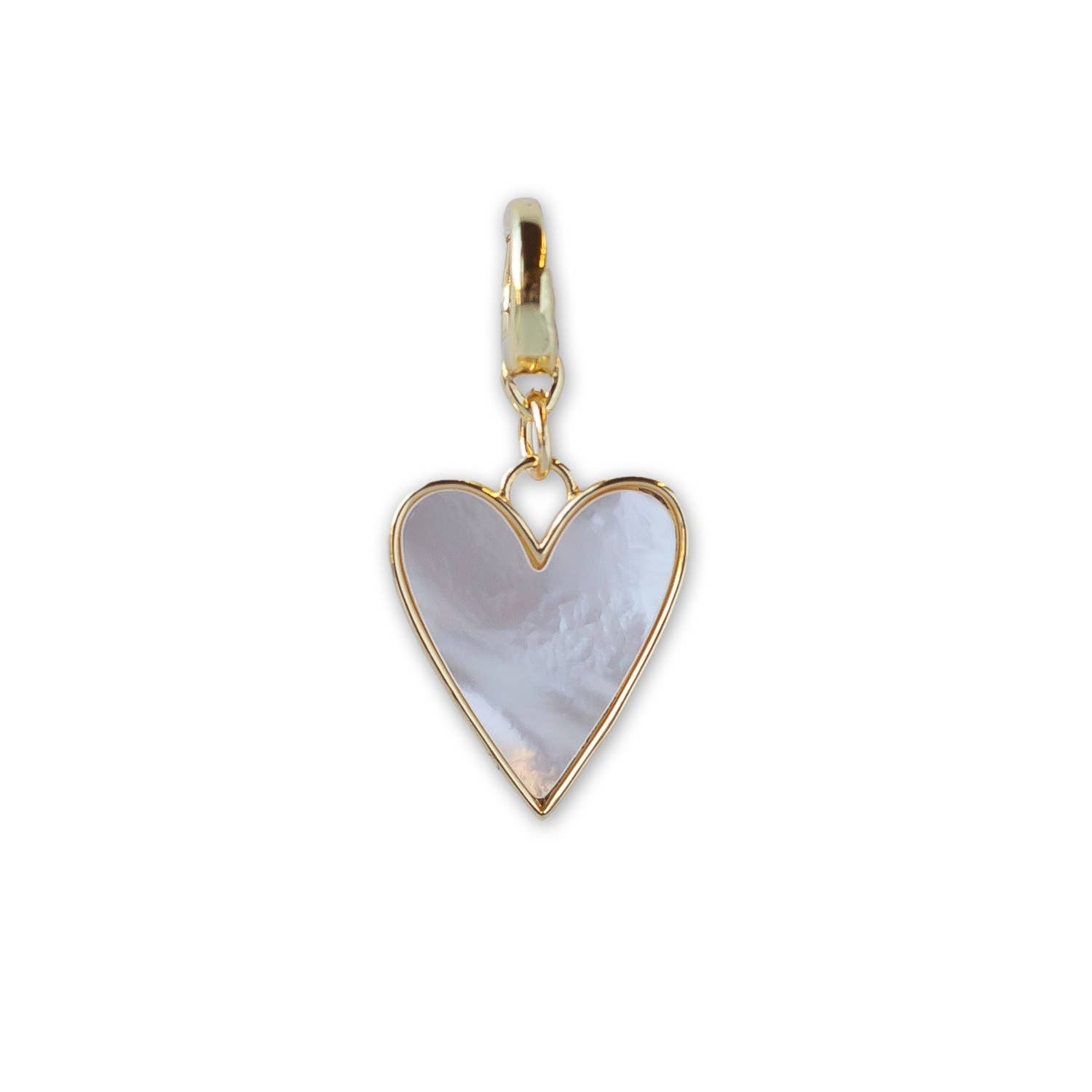 Heart Charm, Mother of Pearl, Charm Bar | Charm Necklace or Bracelet