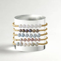 Gilded Gold Beaded Bracelets-Row, Sunstone