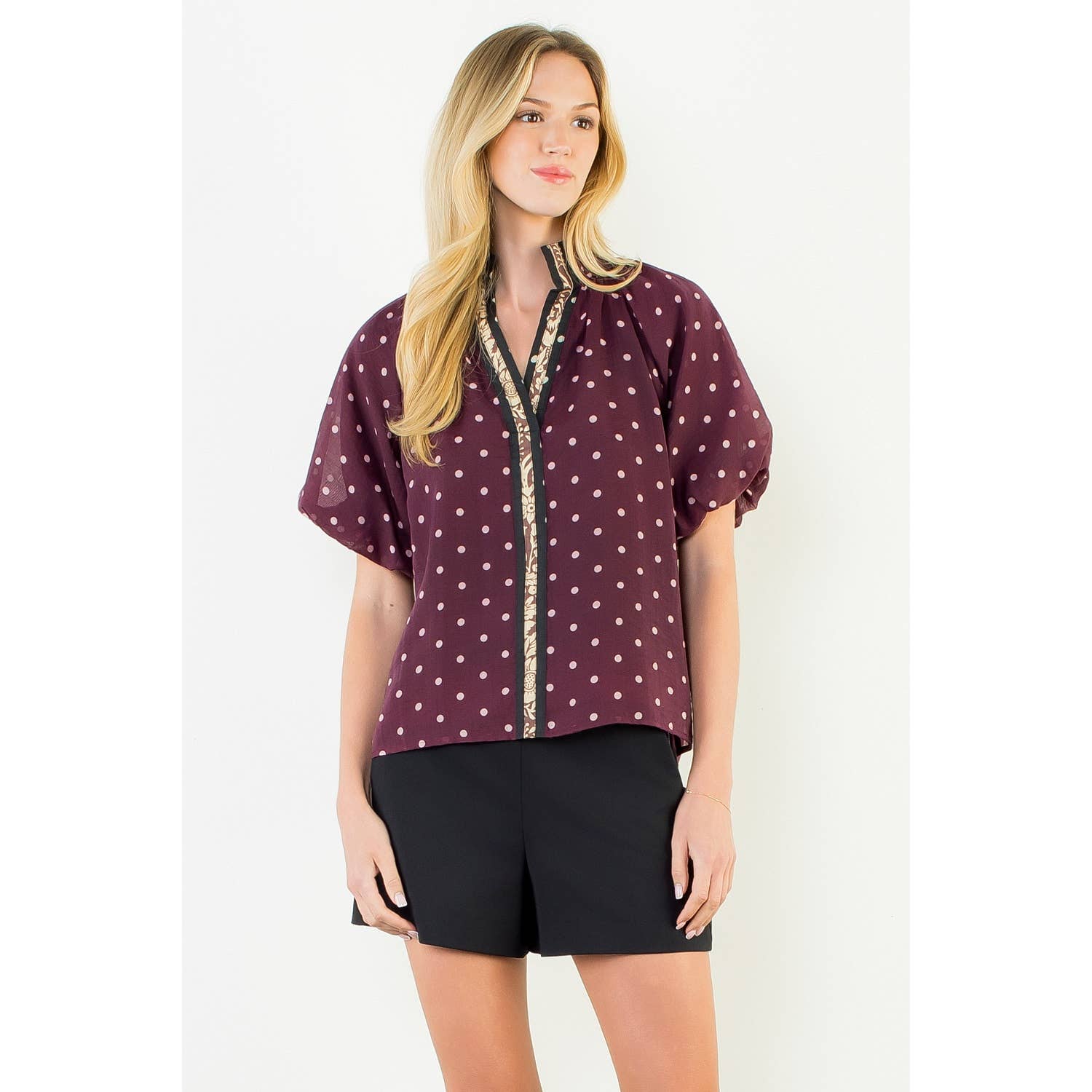 Melina - Polka Dot Puff Sleeve Top