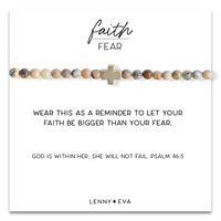 Faith Over Fear Cross Bracelet, 4mm-Feldspar | Christian