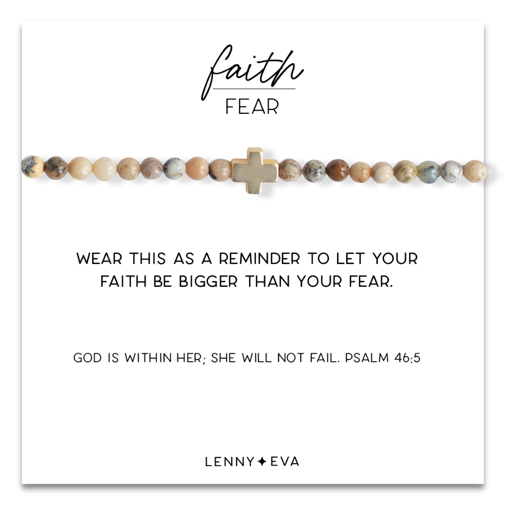 Faith Over Fear Cross Bracelet, 4mm-Feldspar | Christian