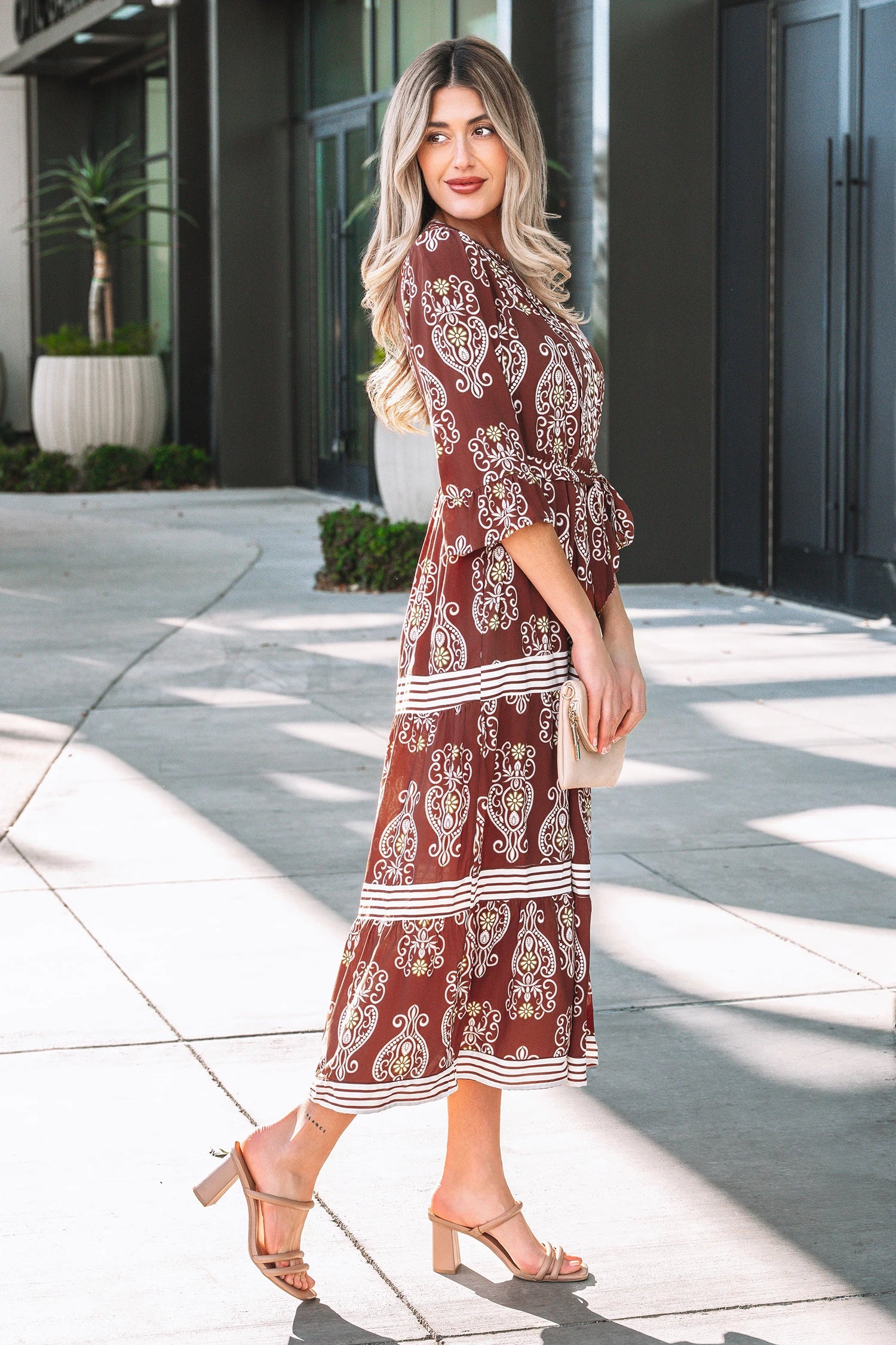Holly - Brown Floral Tiered Maxi Dress