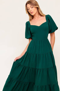 Leva- A Solid Woven Midi Dress