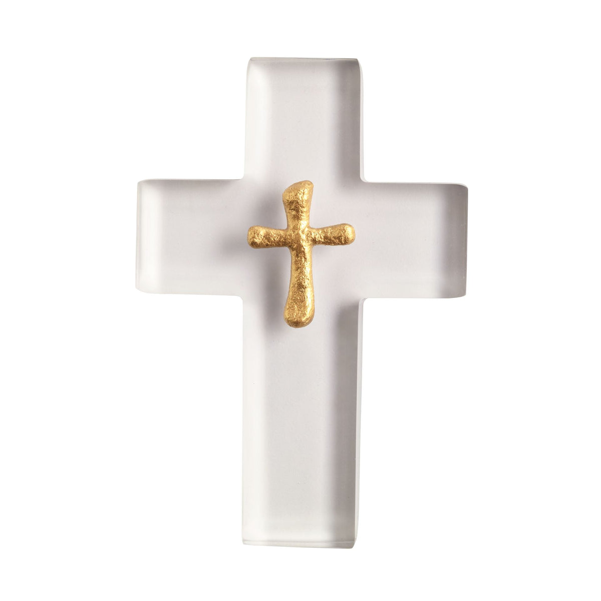 Mud Pie white ceramic cross with a raised gold cross at the centre