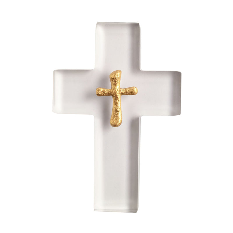 Mud Pie white ceramic cross with a raised gold cross at the centre