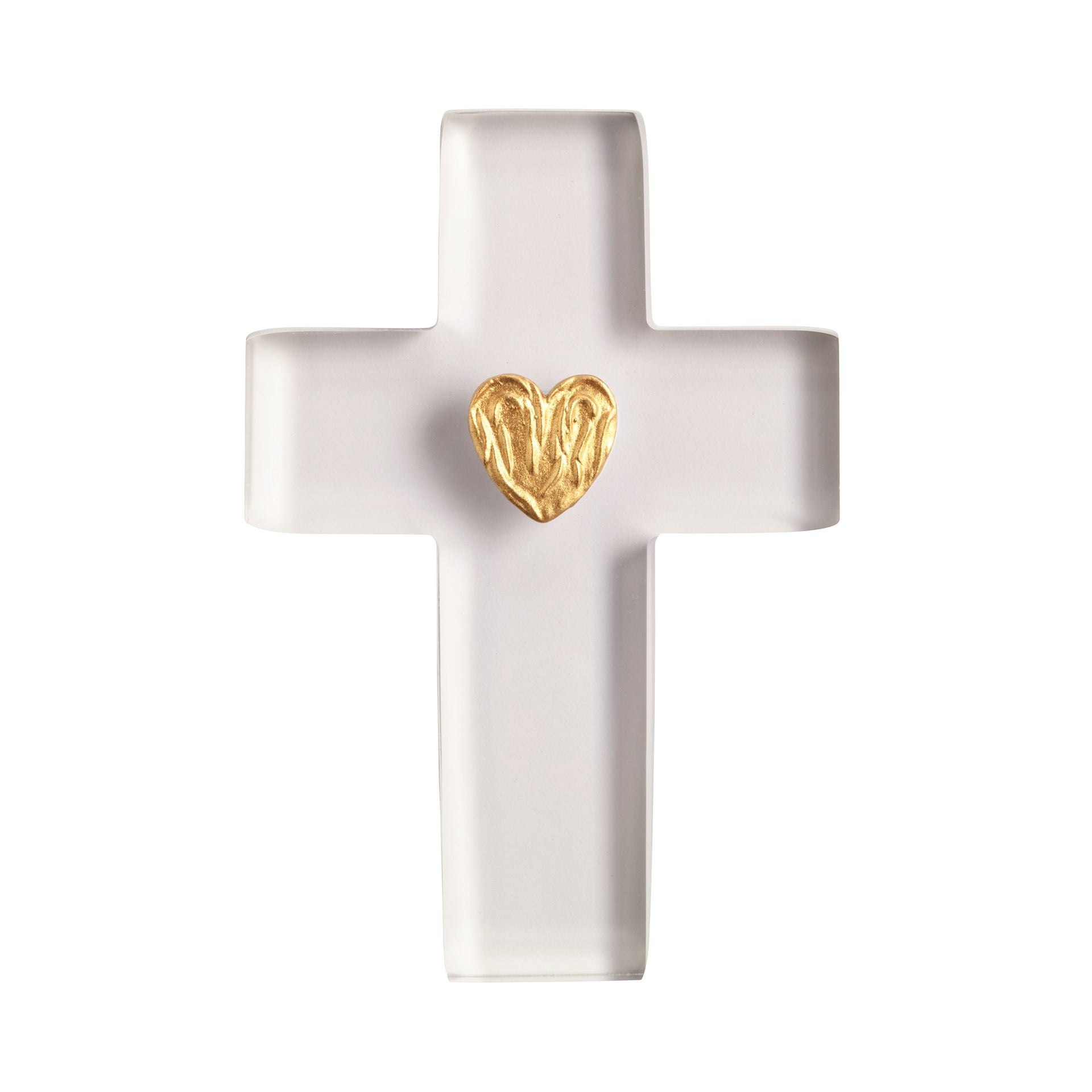 Mud Pie white ceramic cross with a raised gold heart at the centre