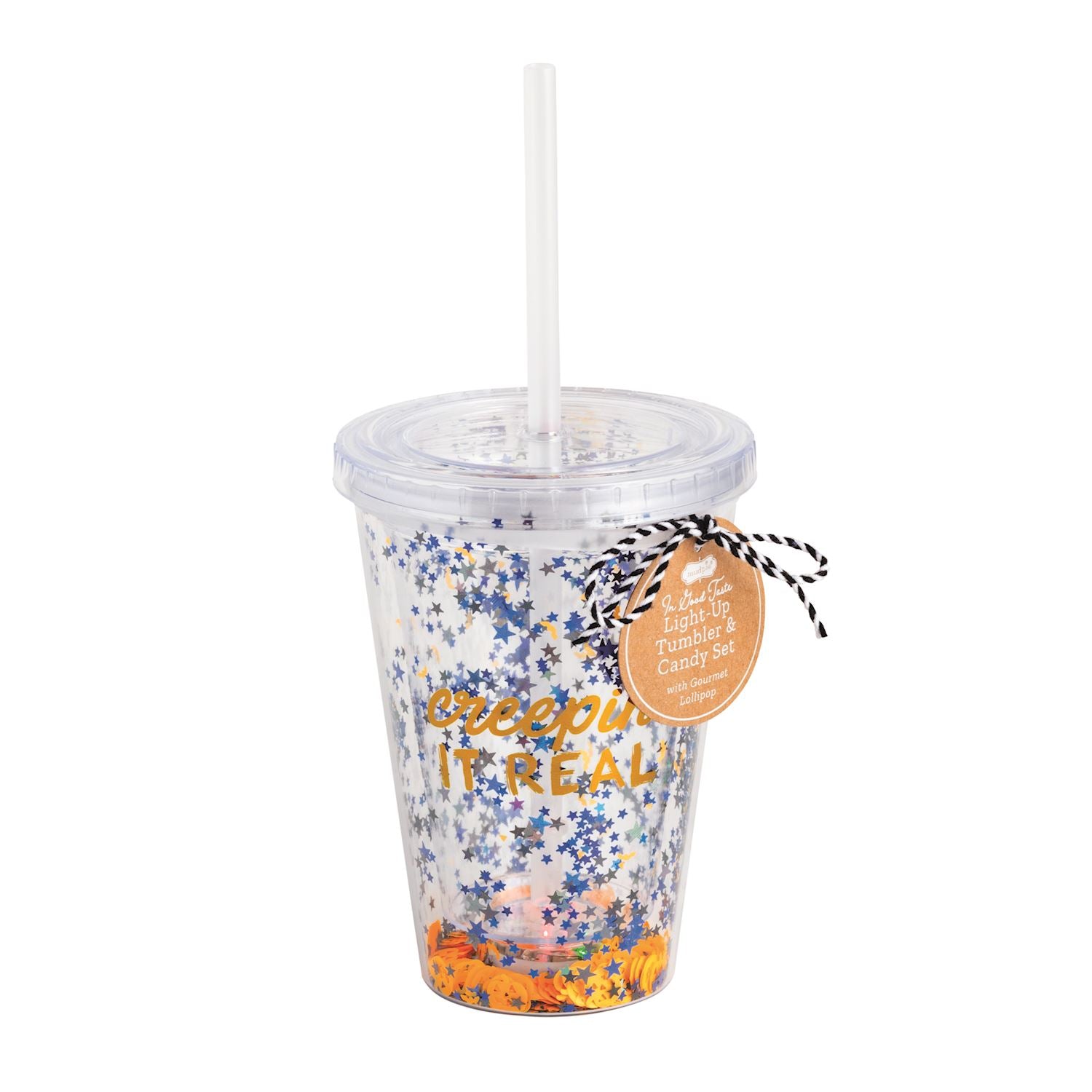 Creepin' Light-Up Tumbler – Double-Walled Sequin Cup with Lid & Straw