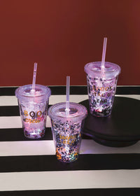 Creepin' Light-Up Tumbler – Double-Walled Sequin Cup with Lid & Straw
