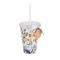 Spooky Light-Up Tumbler – Double-Walled Sequin Cup with Lid & Straw