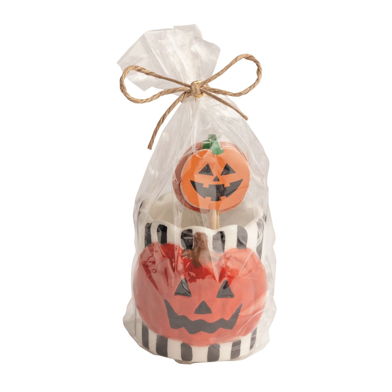 Pumpkin Toothpick Caddy Set – Hand-Painted Halloween Appetizer Holder