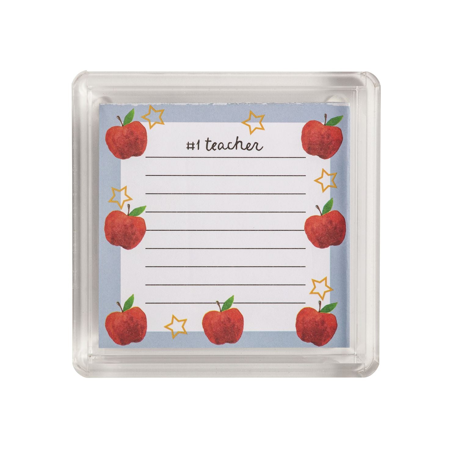 Apples Teacher Notepad Set – Lined Mini Notepad with Acrylic Caddy