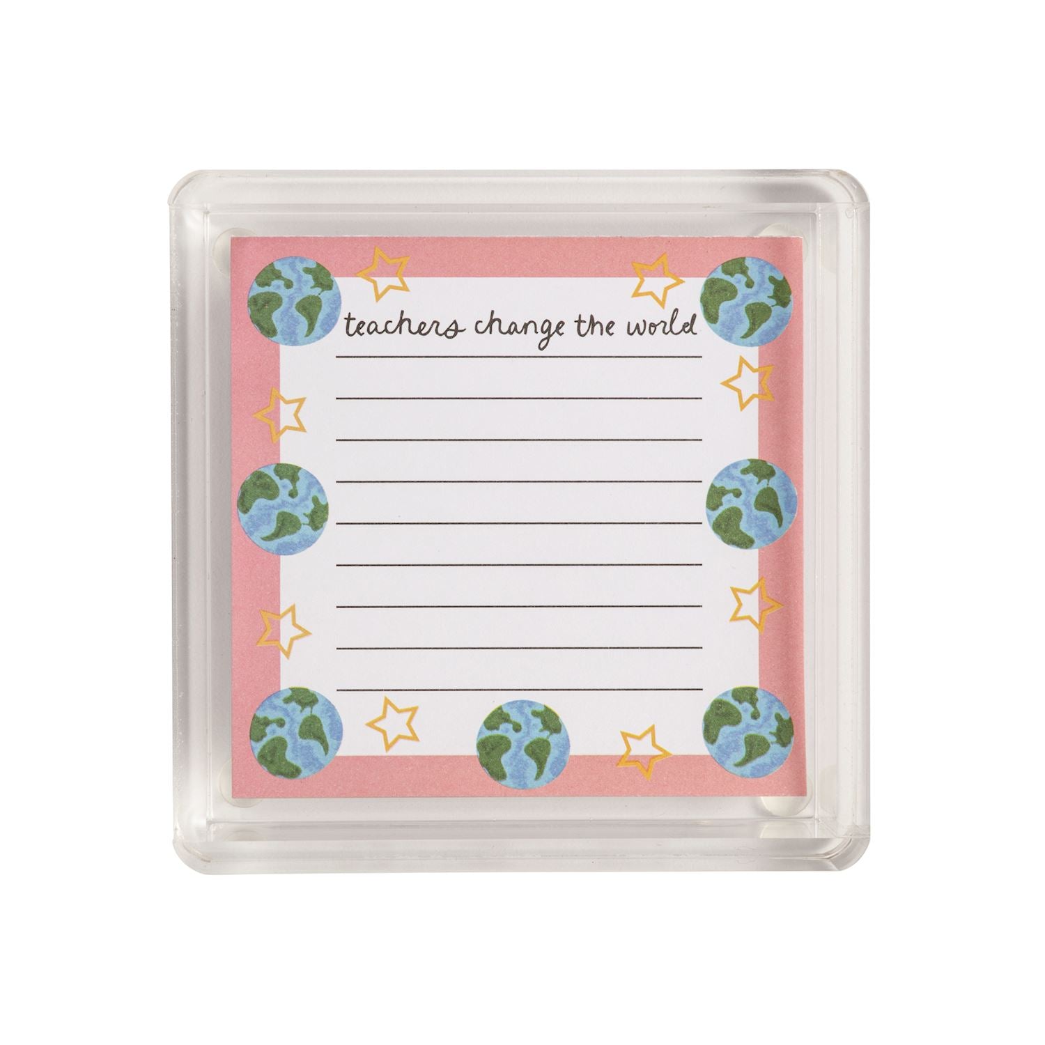 Earth Teacher Notepad Set – Lined Mini Notepad with Acrylic Caddy