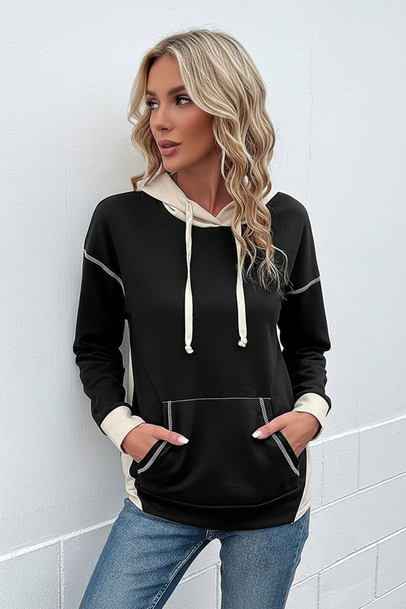 MARLEY - Color Block Hooded Sweatshirt