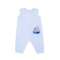 Bubbly Sailboat Stripe - Sleeveless Romper