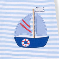 Bubbly Sailboat Stripe - Sleeveless Romper