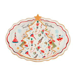 Decorative Christmas plate with festive design on a white background
