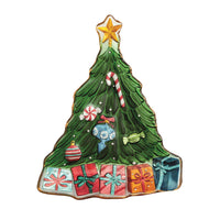 Tree Glass Platter – Hand-Painted Christmas Tree Serving Platter