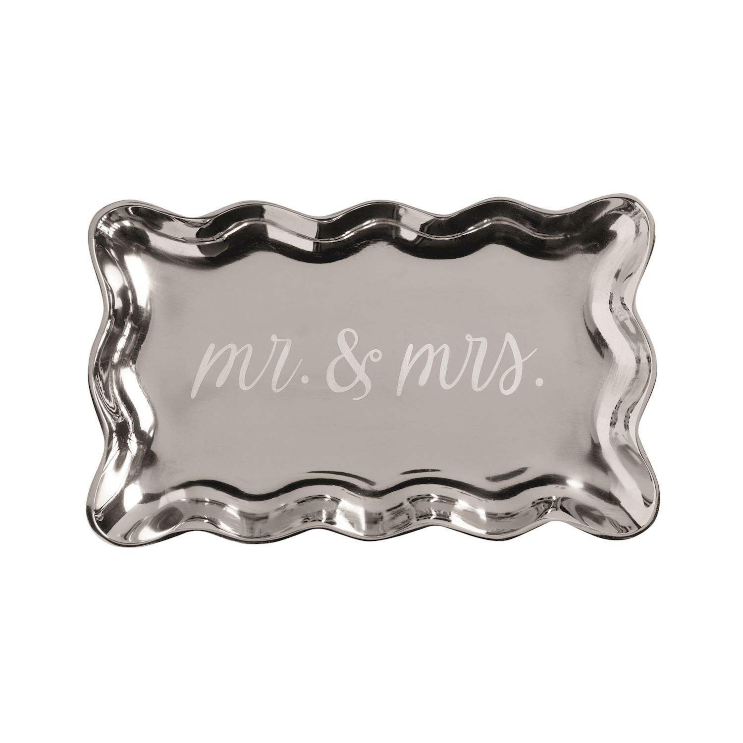 Mr. & Mrs. Tray – Etched Metal Tray with Ruffle Edge