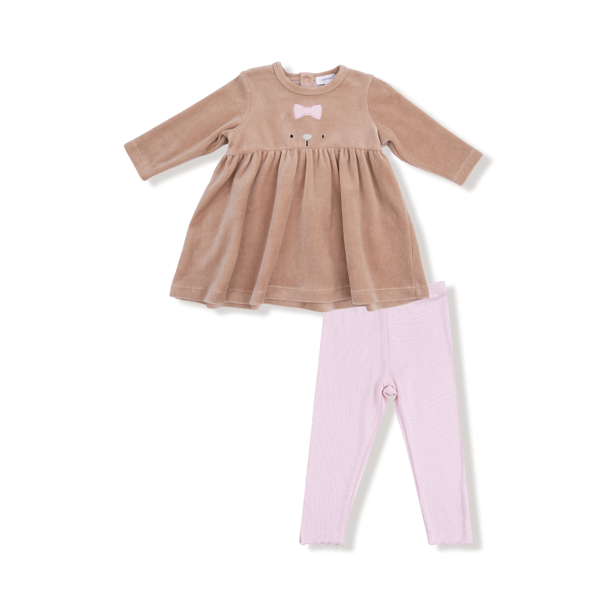 Velour Teddy Bear - Long Sleeve Dress + Legging