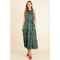 Katie - Halter Abstract Print Maxi Dress